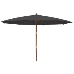 Parasol de jardin avec mât en bois noir 400x273 cm 