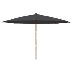 Parasol de jardin avec mât en bois noir 400x273 cm 