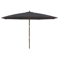 Parasol de jardin avec mât en bois noir 400x273 cm 