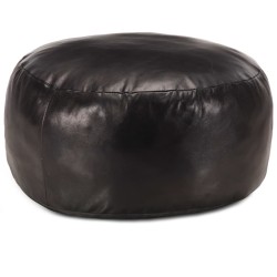 Pouf 60 x 30 cm Noir Cuir véritable de chèvre 