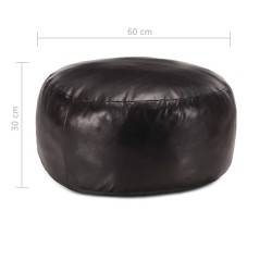 Pouf 60 x 30 cm Noir Cuir véritable de chèvre 