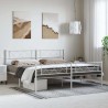 Cadre de lit métal sans matelas et pied de lit blanc 193x203 cm 