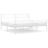 Cadre de lit métal sans matelas et pied de lit blanc 193x203 cm 