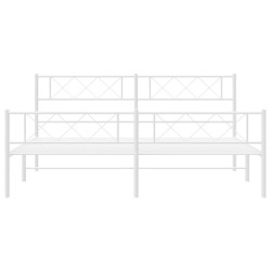 Cadre de lit métal sans matelas et pied de lit blanc 193x203 cm 