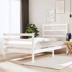Cadre de lit sans matelas blanc 75x190 cm bois de pin massif 