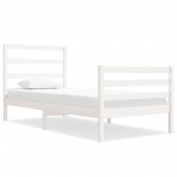 Cadre de lit sans matelas blanc 75x190 cm bois de pin massif 