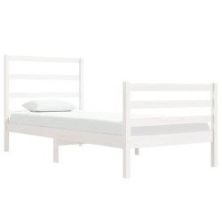 Cadre de lit sans matelas blanc 75x190 cm bois de pin massif 