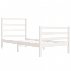 Cadre de lit sans matelas blanc 75x190 cm bois de pin massif 