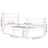Cadre de lit sans matelas blanc 75x190 cm bois de pin massif 