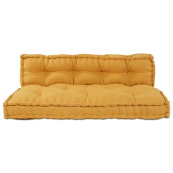 Coussin de canapé palette avec dossier en tissu jaune 