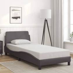 Cadre de lit sans matelas gris 90x190 cm similicuir 