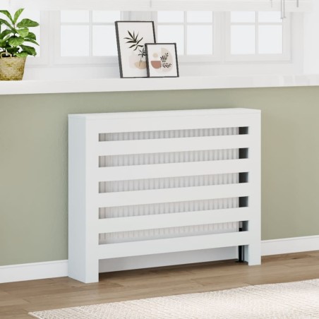 Cache-radiateur blanc 104x20x82 cm bois d'ingénierie 