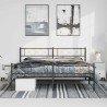 Cadre de lit métal sans matelas avec pied de lit noir 193x203cm 