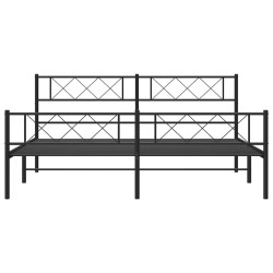 Cadre de lit métal sans matelas avec pied de lit noir 193x203cm 