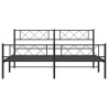 Cadre de lit métal sans matelas avec pied de lit noir 193x203cm 