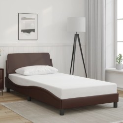 Cadre de lit sans matelas marron 100x200 cm similicuir 