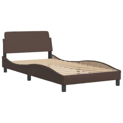 Cadre de lit sans matelas marron 100x200 cm similicuir 