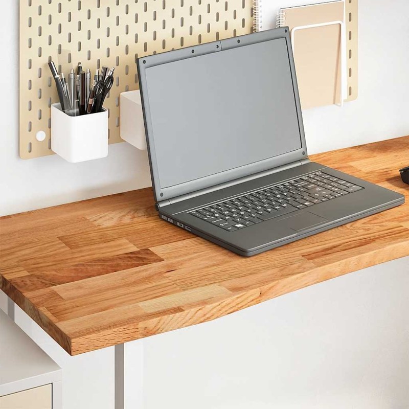 Dessus de bureau marron clair bois chêne massif rectangulaire 