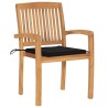 Chaises de jardin empilables avec coussins lot de 4 Teck solide 