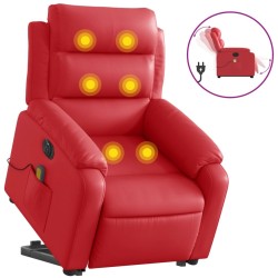 Fauteuil inclinable de massage électrique rouge similicuir 