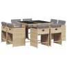 Ensemble à manger de jardin et coussins 9 pcs mélange beige 