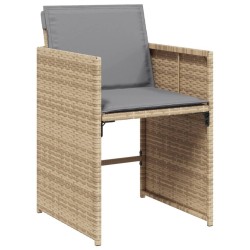 Ensemble à manger de jardin et coussins 9 pcs mélange beige 