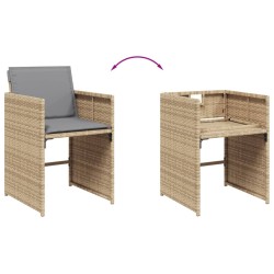 Ensemble à manger de jardin et coussins 9 pcs mélange beige 