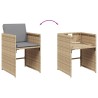 Ensemble à manger de jardin et coussins 9 pcs mélange beige 