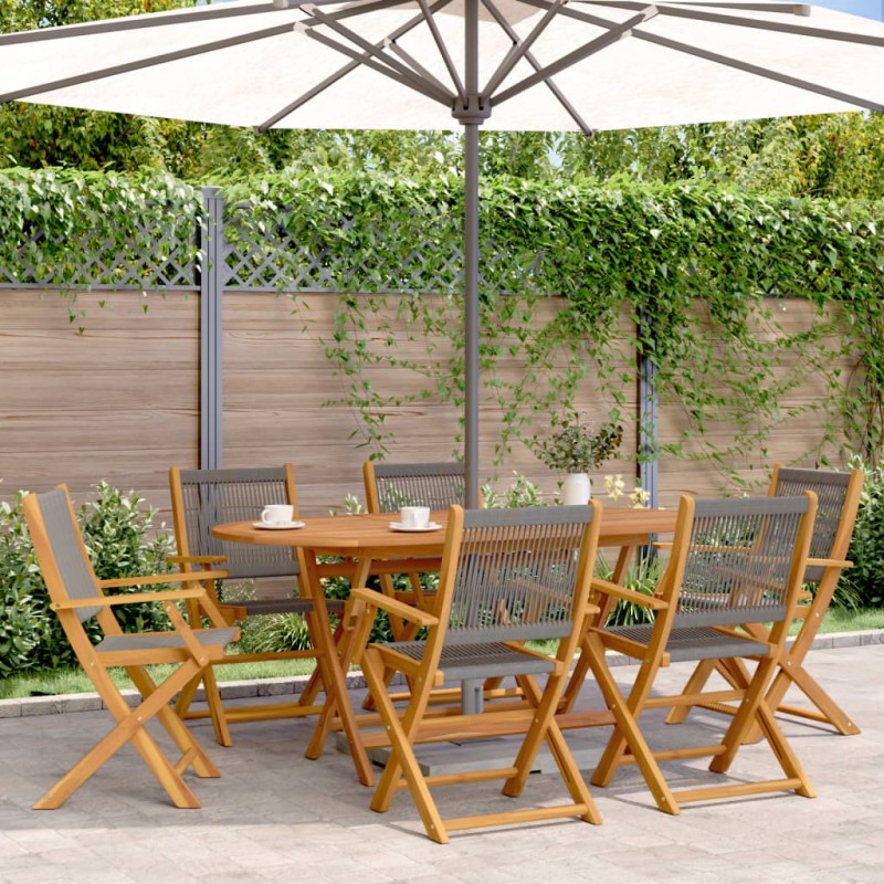 Chaises de jardin pliables lot de 6 gris bois d'acacia massif 
