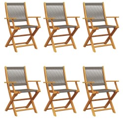 Chaises de jardin pliables lot de 6 gris bois d'acacia massif 