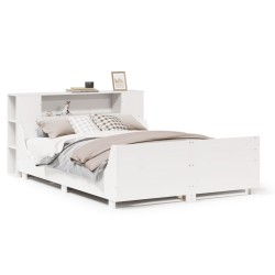 Cadre de lit sans matelas blanc 120x200 cm bois de pin massif 