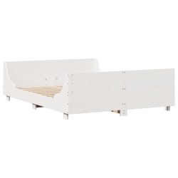 Cadre de lit sans matelas blanc 120x200 cm bois de pin massif 