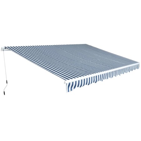 Auvent pliable manuel 450 cm Bleu/blanc 