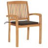Chaises de jardin empilables avec coussins lot de 4 Teck solide 