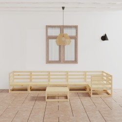 Salon de jardin 7 pcs bois de pin massif 