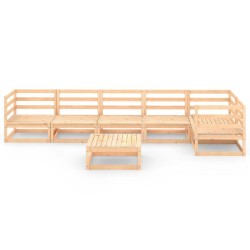 Salon de jardin 7 pcs bois de pin massif 
