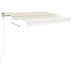 Auvent manuel rétractable avec LED 3x2,5 m Crème 