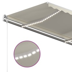 Auvent manuel rétractable avec LED 3x2,5 m Crème 
