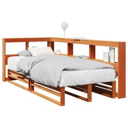 Lit bibliothèque sans matelas cire marron 90x190 cm pin massif 