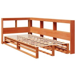 Lit bibliothèque sans matelas cire marron 90x190 cm pin massif 