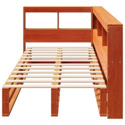 Lit bibliothèque sans matelas cire marron 90x190 cm pin massif 