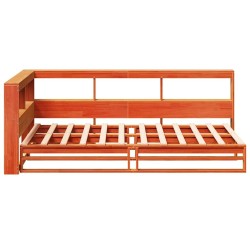 Lit bibliothèque sans matelas cire marron 90x190 cm pin massif 