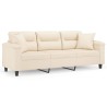 Canapé 3 places avec oreillers beige 180 cm tissu microfibre 