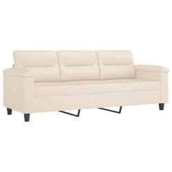 Canapé 3 places avec oreillers beige 180 cm tissu microfibre 