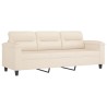 Canapé 3 places avec oreillers beige 180 cm tissu microfibre 