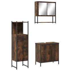 Ensemble de meubles de salle de bain 3 pcs Chêne fumé 