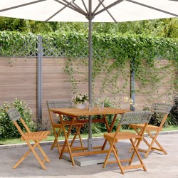 Ensemble à manger de jardin 5 pcs résine tressée et bois massif 