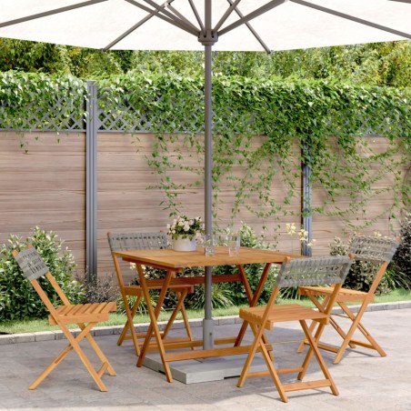 Ensemble à manger de jardin 5 pcs résine tressée et bois massif 