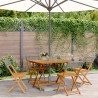 Ensemble à manger de jardin 5 pcs résine tressée et bois massif 