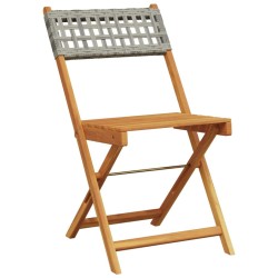 Ensemble à manger de jardin 5 pcs résine tressée et bois massif 